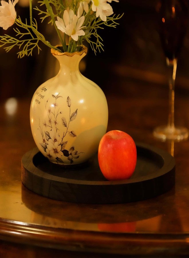 CYS EXCEL Round Wood Tray for Candles & Decoration 11 Inch DIY Display Tray (Black, 11 Inch Wide) - Image 3