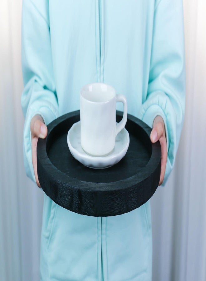 CYS EXCEL Round Wood Tray for Candles & Decoration 11 Inch DIY Display Tray (Black, 11 Inch Wide) - Image 4