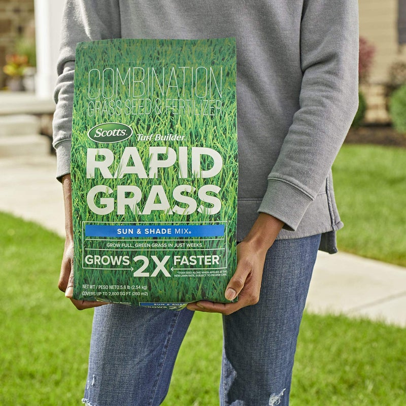 Scotts Turf Builder Rapid Grass Sun and Shade Mix, Combination Grass Seed and Fertilizer, Grows Green Grass in Just Weeks, 5.6 lbs. - Image 2