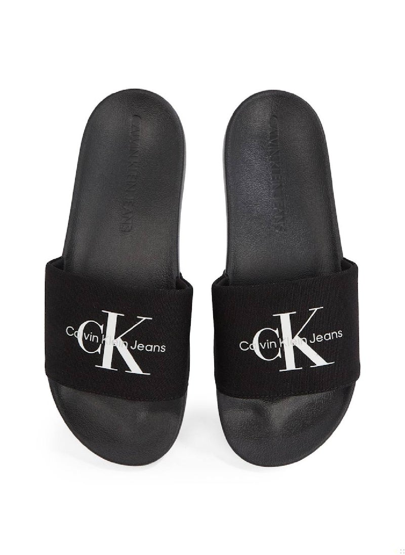 Calvin Klein Jeans Men's Monogram Slides - Cotton, Black  - Image 4