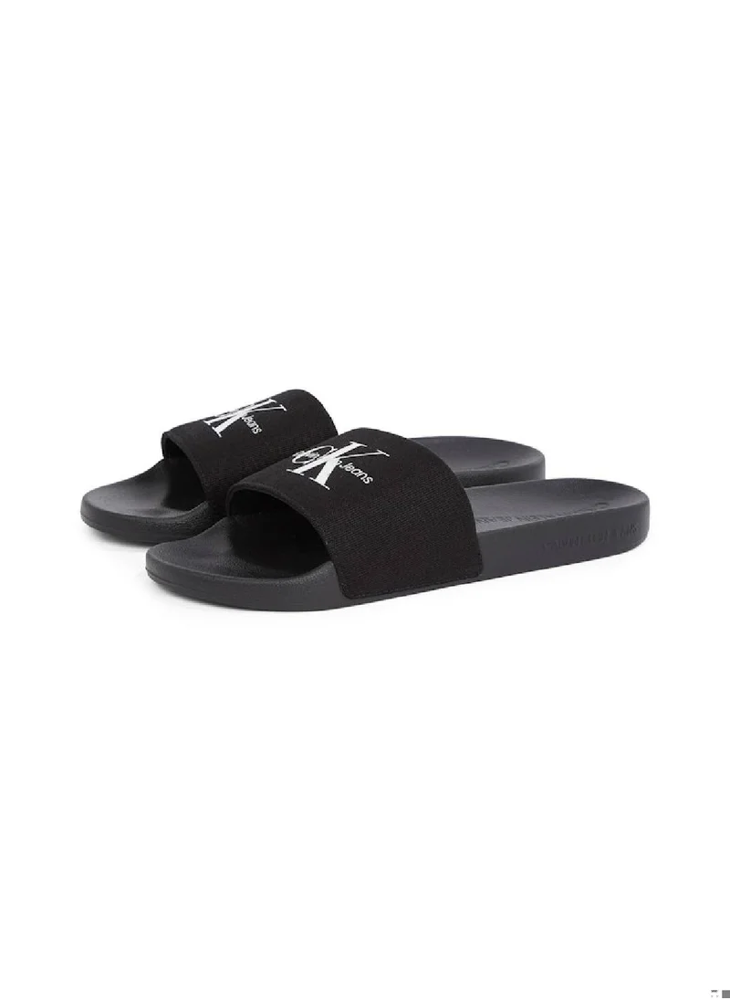 Calvin Klein Jeans Men's Monogram Slides - Cotton, Black