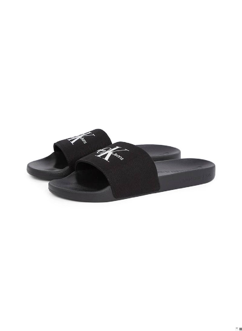 Calvin Klein Jeans Men's Monogram Slides - Cotton, Black  - Image 2