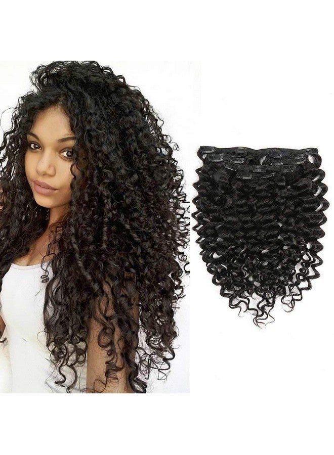 Lacer Clip In Human Hair Extensions Jerry Curly 3B 3C Curly Real Hair Clip In Extensions For Black Women Natural Black Color 100% Brazilian African American Hair Extension (20 Inch Jerry Curly 1B) - Image 1