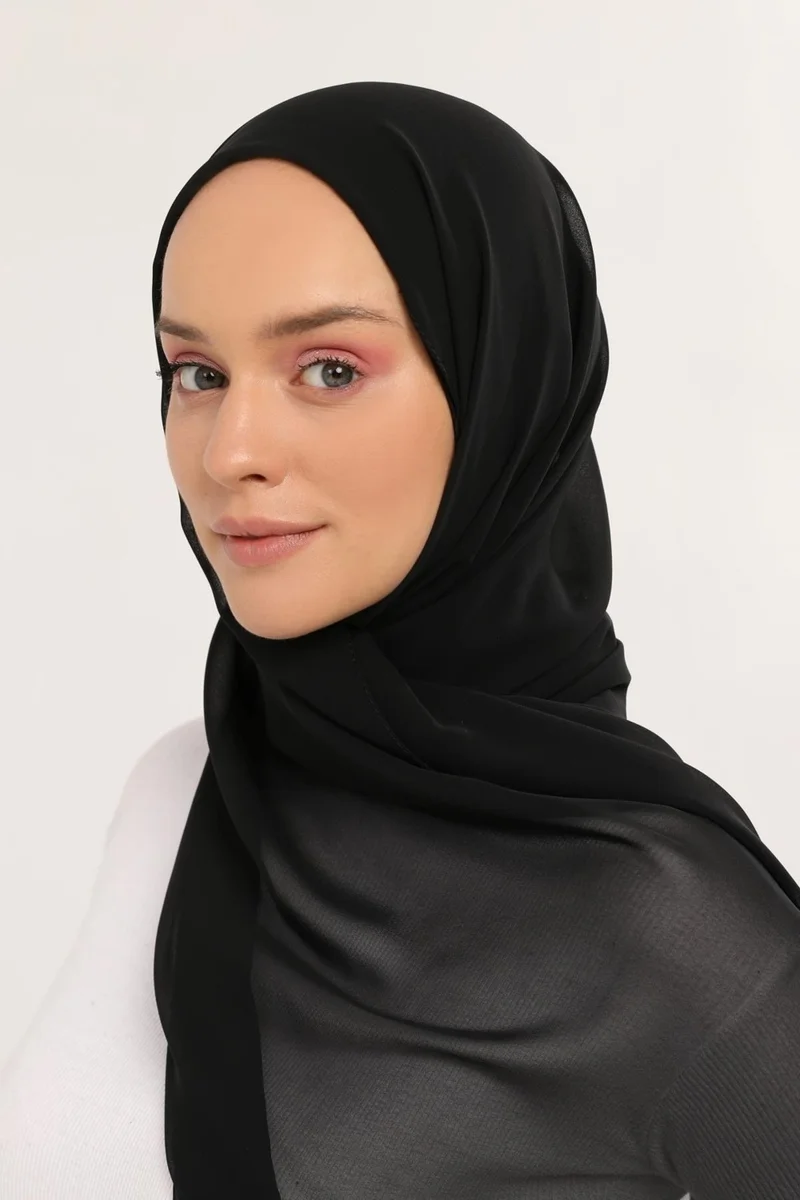 التوبة Ready Practical Luxury Neck Collar Bonnet Chiffon Shawl