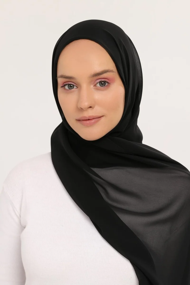 التوبة Ready Practical Luxury Neck Collar Bonnet Chiffon Shawl
