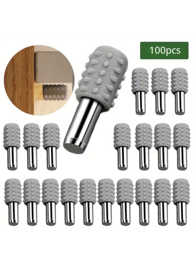 100pcs Heavy Duty Metal Shelf Support Pins With Anti Slip Rubber Sleeves M 5 20 Durable Plastic And Metal Construction For Wood Glass Laminates Wardrobe Partitions Movable Shelves Secure Grip Noise Reduction Easy Installation Home Storage Solutions - Image 1