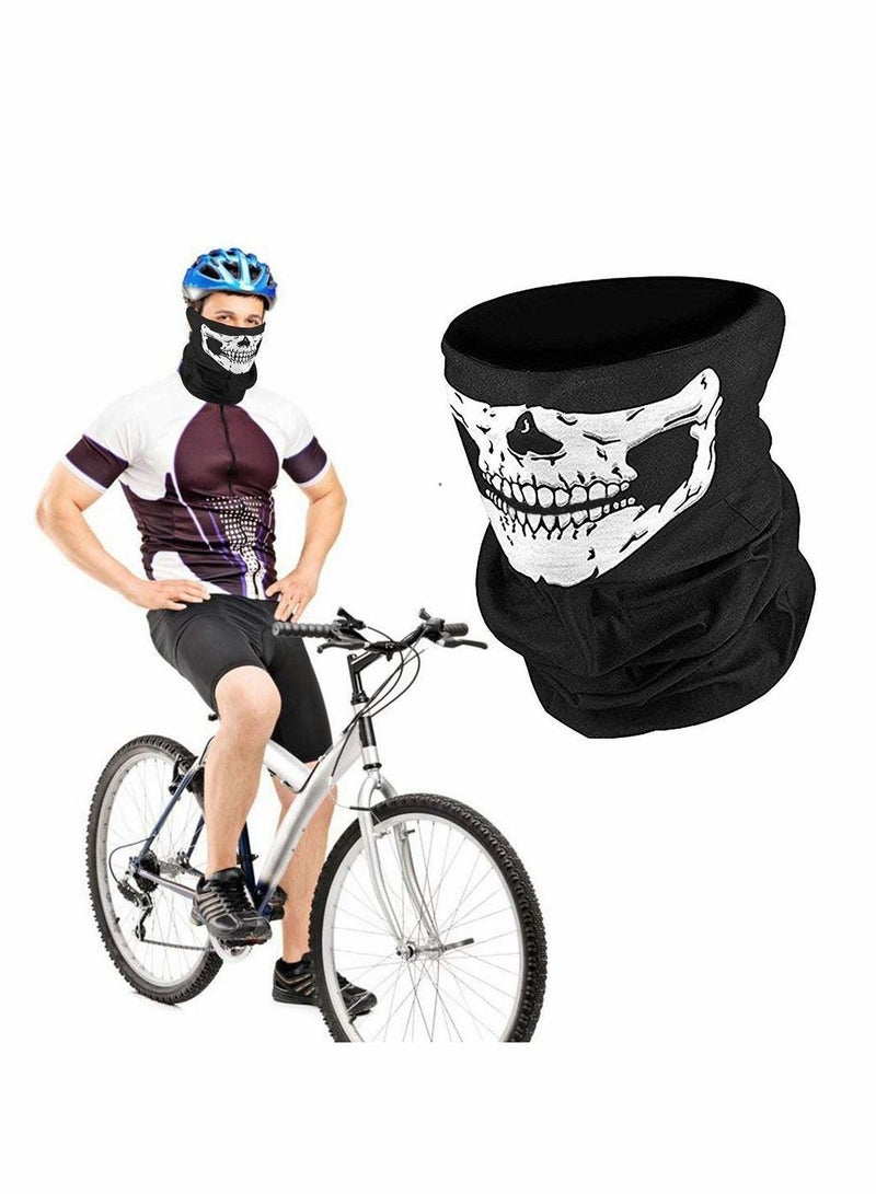 SYOSI Scarf Skull Half Face, Skeleton Motorcycle Scary Horror Party Halloween Mask Gift Skull print Multi-Purpose Scarf/Bandana/Mask For Men and Women - Image 3