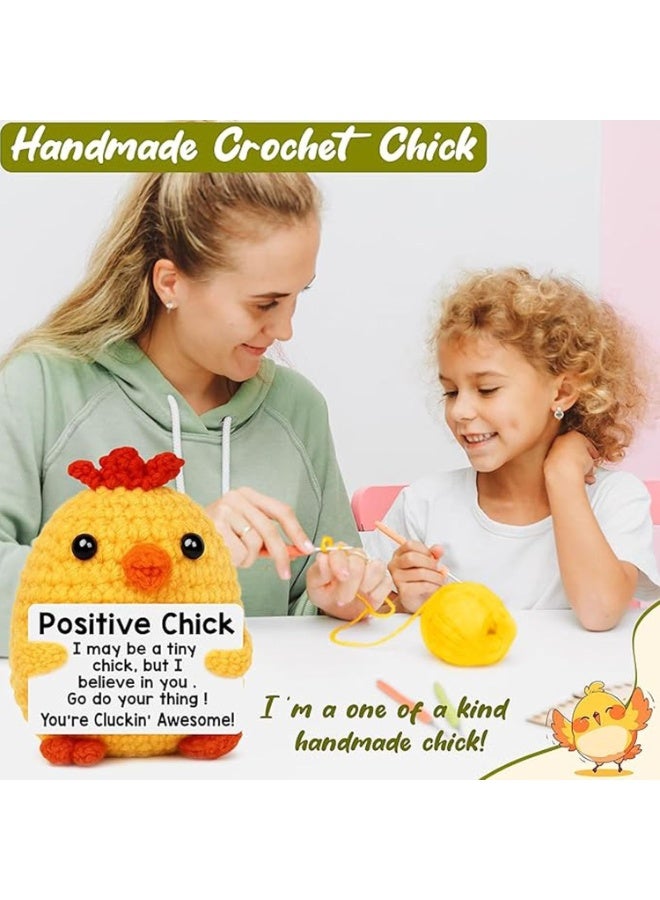 GROIC Positive Pocket Chicken Doll, Funny Emotional Support Knitted Chicken Toy with Positive Card, Woolen Crochet, Cheer Up Graduation Gift, Encouragement for Friends - Image 2