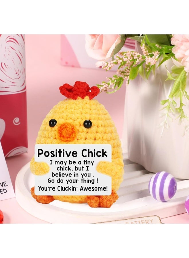 GROIC Positive Pocket Chicken Doll, Funny Emotional Support Knitted Chicken Toy with Positive Card, Woolen Crochet, Cheer Up Graduation Gift, Encouragement for Friends - Image 3