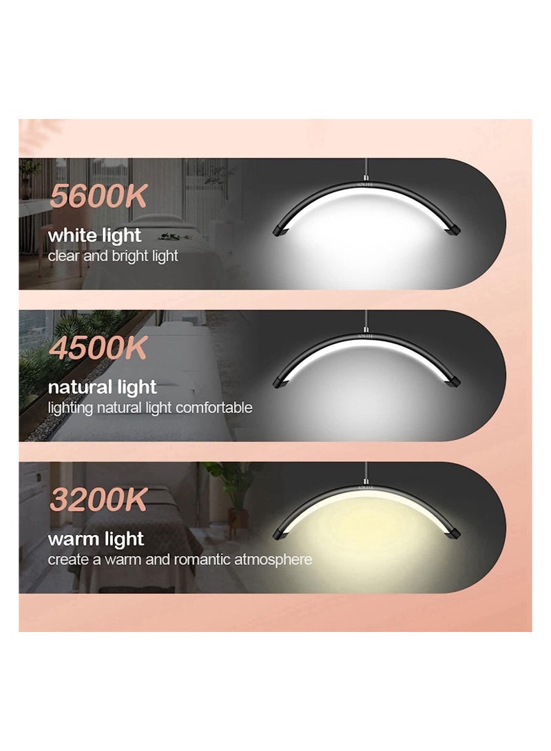 Eyelash LED Floor Light, Half Moon Lamp for Lash Extension Lighting for Beauty, Skincare, Eyebrows, Filming Content Creation with Phone Holder
