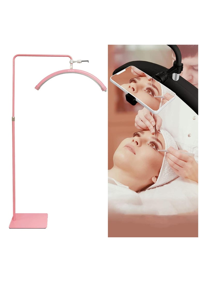 Eyelash LED Floor Light, Half Moon Lamp for Lash Extension Lighting for Beauty, Skincare, Eyebrows, Filming Content Creation with Phone Holder