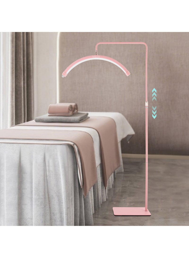 Eyelash LED Floor Light, Half Moon Lamp for Lash Extension Lighting for Beauty, Skincare, Eyebrows, Filming Content Creation with Phone Holder
