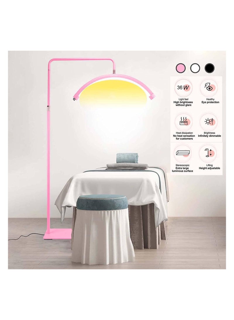 Eyelash LED Floor Light, Half Moon Lamp for Lash Extension Lighting for Beauty, Skincare, Eyebrows, Filming Content Creation with Phone Holder