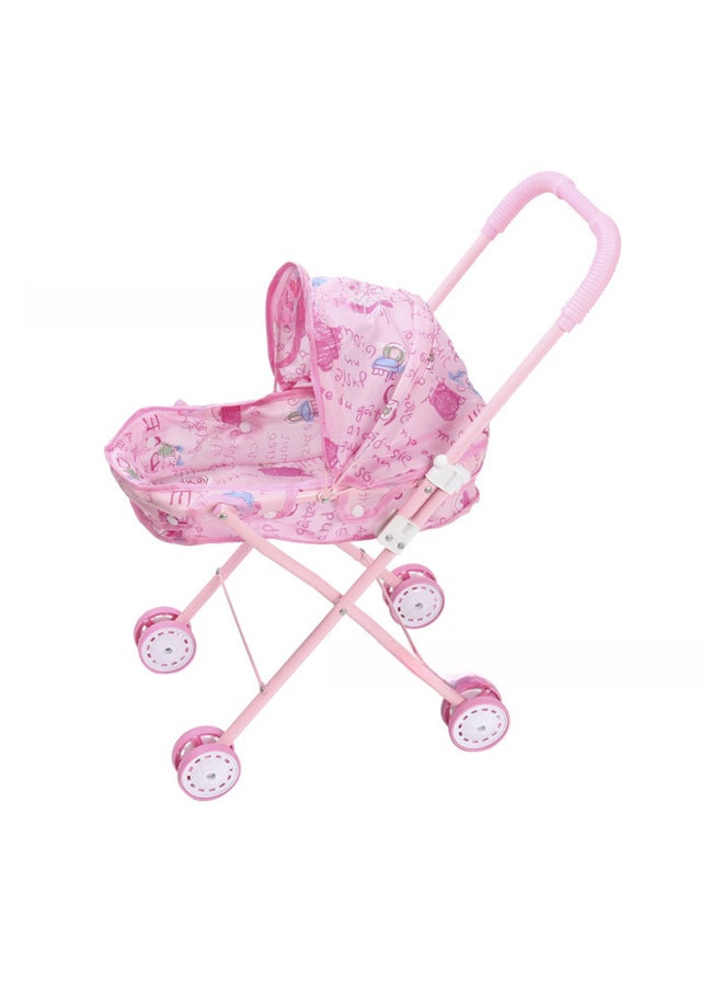 Children's Boys And Girls Play Home Toy Children's Baby With Doll Folding Iron Cart Simulation Baby Trolley-Color:839A Powder +01 Blue Baby - Image 5