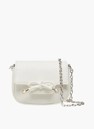 ليتل ميسي Girls Bow Accent Crossbody Bag with Chain Strap and Button Closure