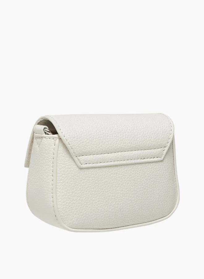 Little Missy Girls Bow Accent Crossbody Bag with Chain Strap and Button Closure