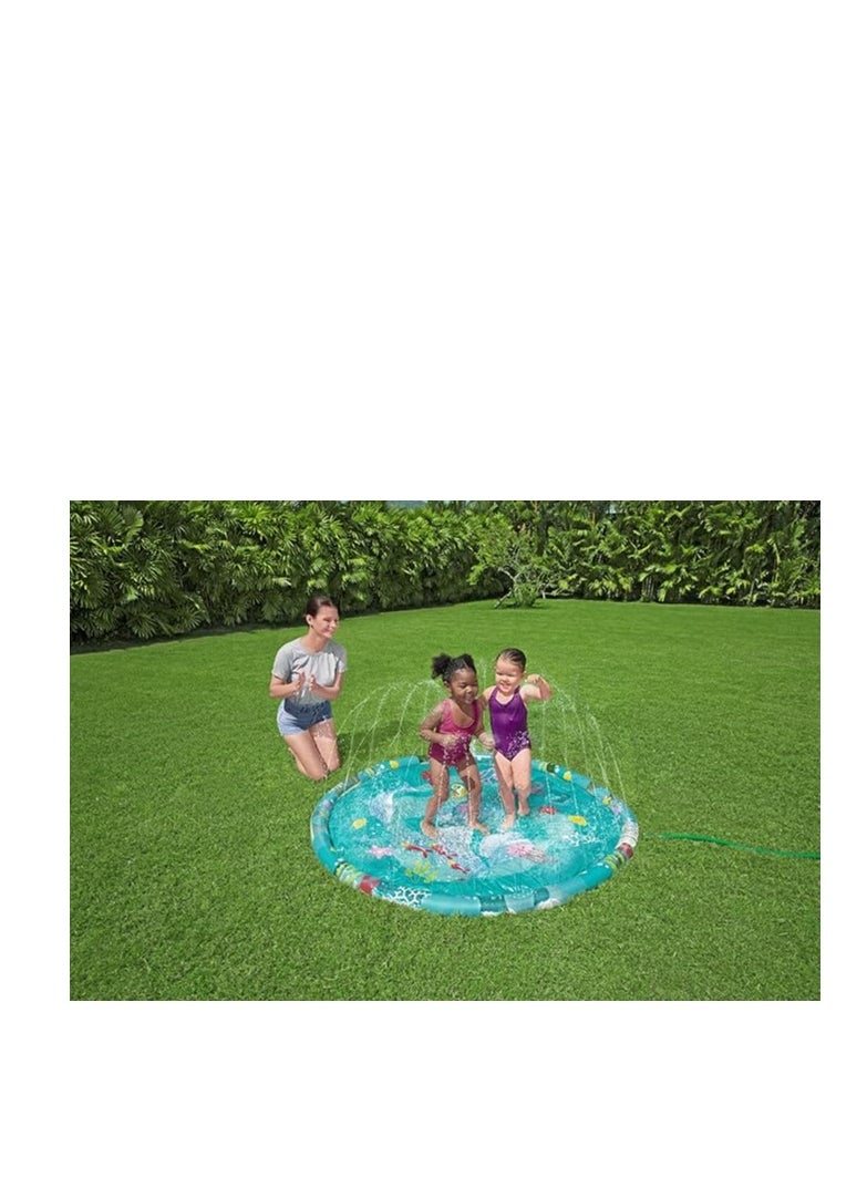 Bestway sprinkler splash pad, kids outdoor garden paddling pool, marine-life ocean print splash pad sprinkler  - Image 2
