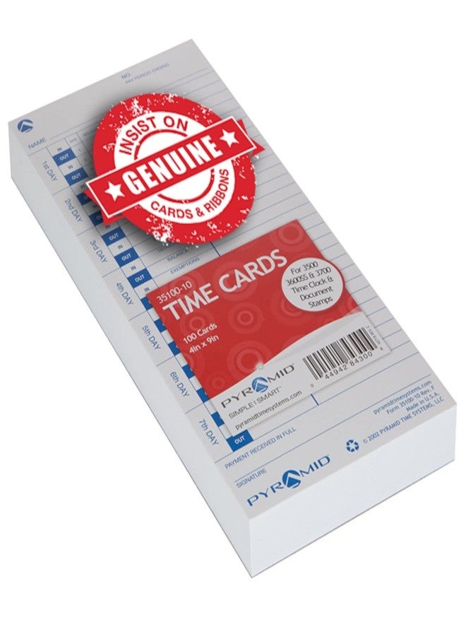 بيراميد تايم سيستمس بطاقات تسجيل الوقت من بيراميد™ مصنوعة من مواد معاد تدويرها بنسبة 30%، متوافقة مع طرازات بيراميد 3500 و3700، مقاس 4 × 9 بوصات، عبوة من 100 بطاقة - Image 5
