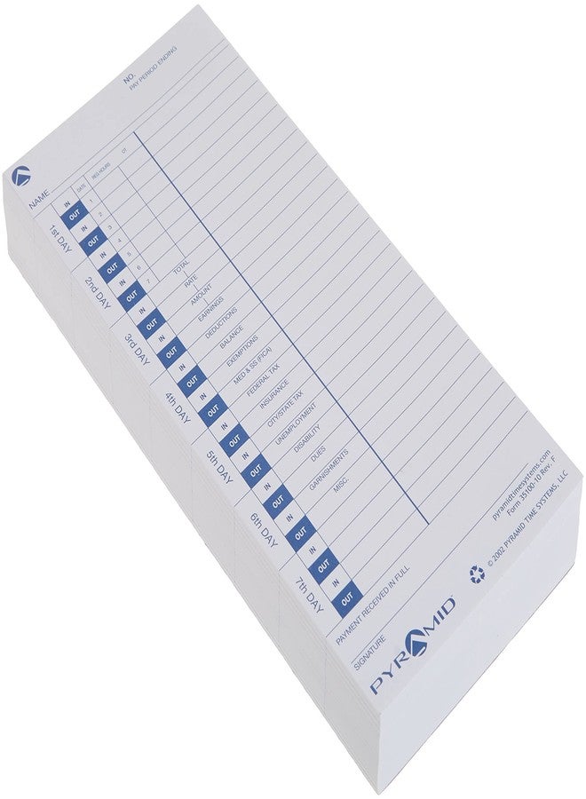 بيراميد تايم سيستمس بطاقات تسجيل الوقت من بيراميد™ مصنوعة من مواد معاد تدويرها بنسبة 30%، متوافقة مع طرازات بيراميد 3500 و3700، مقاس 4 × 9 بوصات، عبوة من 100 بطاقة - Image 4