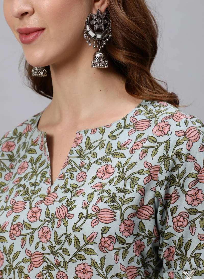ZERESOUQ Pink Embroidered Kurta With Sharara & Dupatta