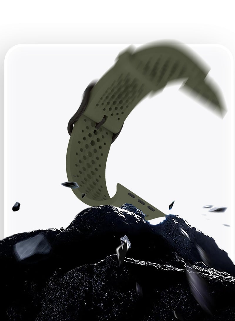 49mm/45mm/44mm/ Sport Silicone Watch Band Compatible with Apple Watch Series 9/8/7/6/5/4/3/2/1 & SE – Breathable Soft Strap with Buckle -  Graphite Grey - Image 3