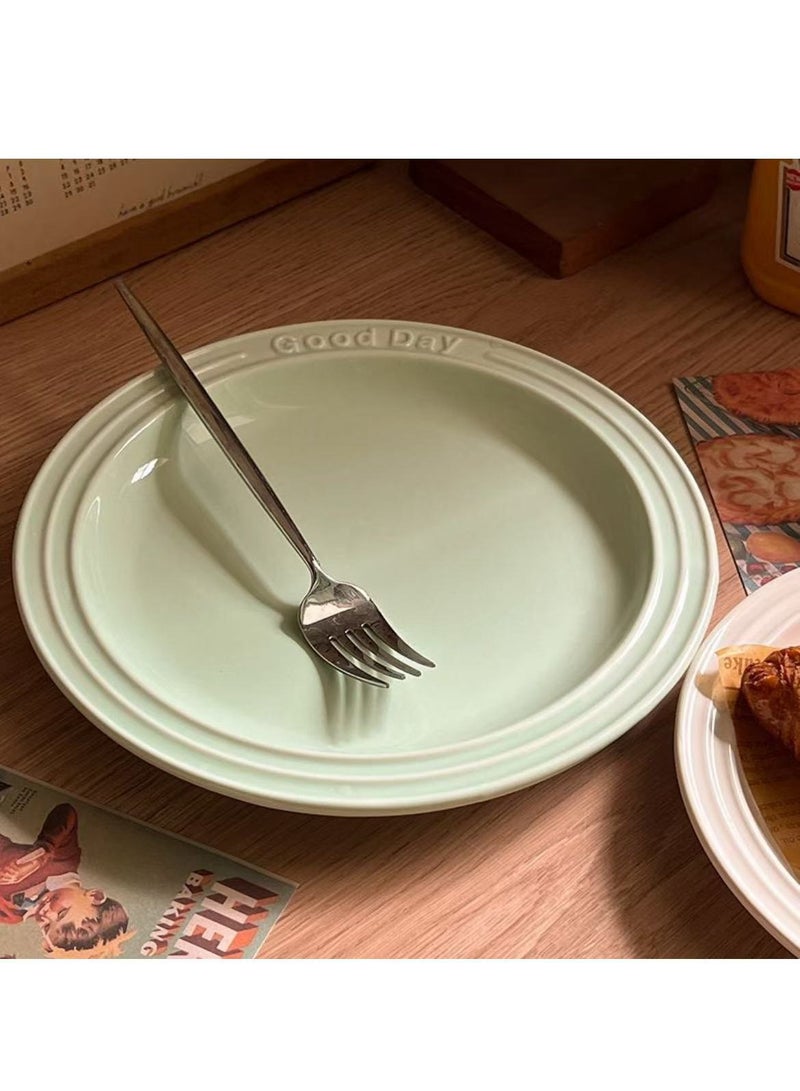 HAOWINS-PAN Ceramic Plates, Lightweight Reusable Unbreakable Dinner Plates, Healthy for kitchen Camping Picnic Adult, for Microwave and Dishwasher, Green - Image 1