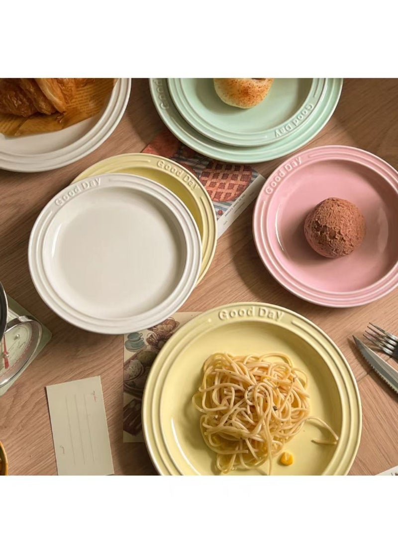 HAOWINS-PAN Ceramic Plates, Lightweight Reusable Unbreakable Dinner Plates, Healthy for kitchen Camping Picnic Adult, for Microwave and Dishwasher, Green - Image 3