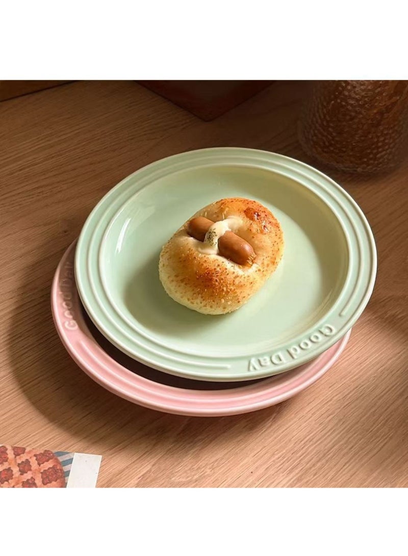 HAOWINS-PAN Ceramic Plates, Lightweight Reusable Unbreakable Dinner Plates, Healthy for kitchen Camping Picnic Adult, for Microwave and Dishwasher, Green - Image 2