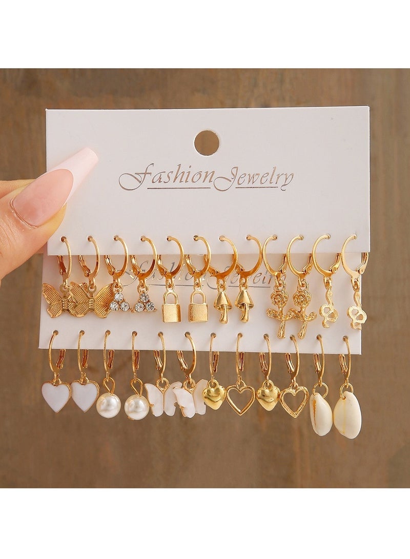 يا إلهي مجموعة أقراط مرصعة على الموضة من سبيكة 12 - Image 1