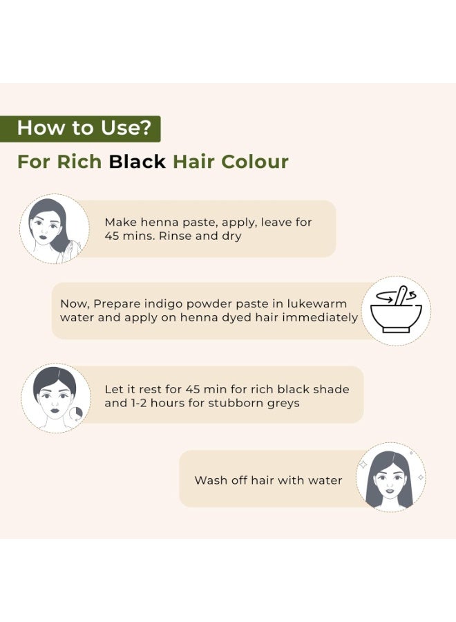 INDUS VALLEY Bio Organic 100% Pure Indigo Powder & Herbal Henna Powder Hair Color Combo Kit for Natural Hair Dyeing - Black, Indigo - 100 gm Each, Without Preservatives - Image 3
