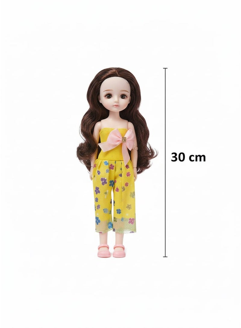 multi-design and colors - 1 pcs - A doll toy for girls, both young and old, with multiple designs, a beautiful dress, and articulated joints for movement. It features various styles and long hair in stunning colors. A doll toy with intricate details for movement in all directions. This is a doll that serves as a beautiful decorative piece for the home or office in all positions (multi-design and colors). - Image 1