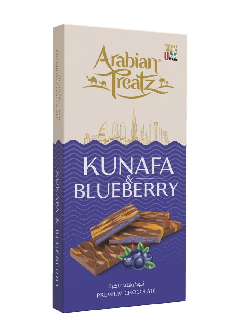 Arabian Treatz Kunafa & Blueberry Premium Chocolate – Gourmet Fusion of Dessert & Crunchy Nuts – 100g - Image 3