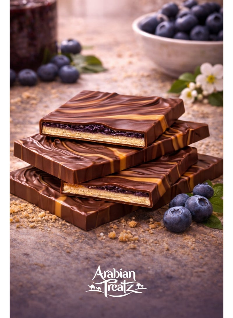 Arabian Treatz Kunafa & Blueberry Premium Chocolate – Gourmet Fusion of Dessert & Crunchy Nuts – 100g - Image 2