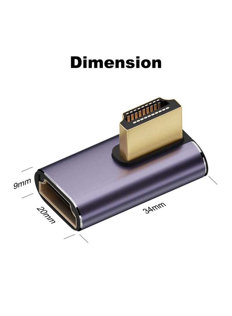 غنافوتو مهايئ 8K HDMI 2.1 بزاوية يمنى (2 عبوة)، ذكر HDMI بزاوية 90 درجة يسارًا ويمينًا و270 درجة HDMI إلى أنثى HDMI موصل من سبائك الألومنيوم  - Image 3