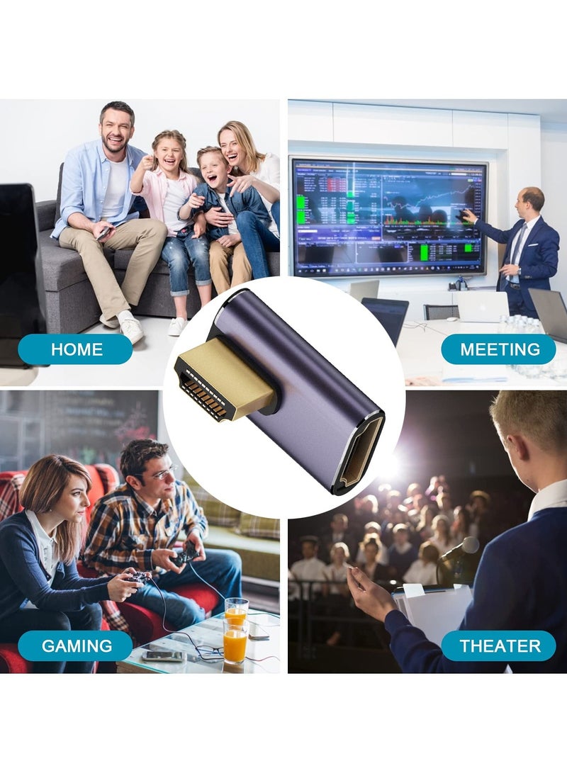 غنافوتو مهايئ 8K HDMI 2.1 بزاوية يمنى (2 عبوة)، ذكر HDMI بزاوية 90 درجة يسارًا ويمينًا و270 درجة HDMI إلى أنثى HDMI موصل من سبائك الألومنيوم  - Image 4