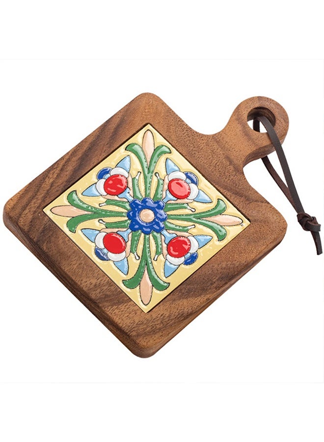 Natural Wood Tiles Plate Pot Mat,Anti-Scalding Drink Coasters Pad Holders for Hot Tea Pots and Pans,Kitchen Counter Accessories - Image 1