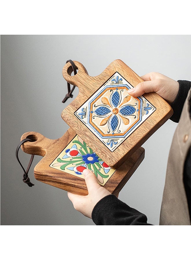 Natural Wood Tiles Plate Pot Mat,Anti-Scalding Drink Coasters Pad Holders for Hot Tea Pots and Pans,Kitchen Counter Accessories - Image 5