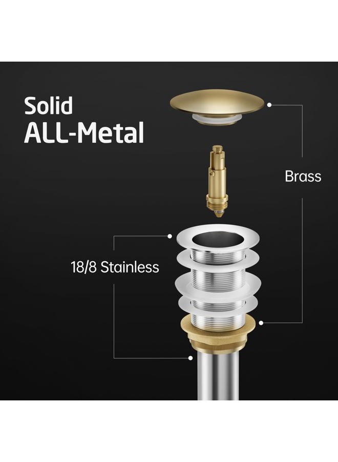 Kes Bathroom Sink Drain Without Overflow Vessel Sink Lavatory Vanity Pop Up Drain Stopper Brushed Nickel Finish, S2008D-BN - Image 2