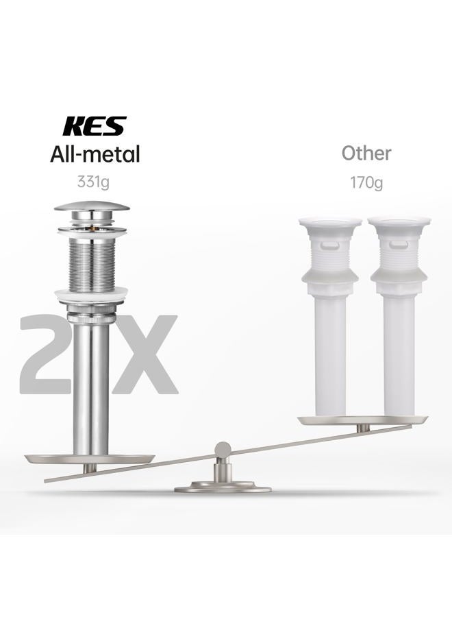 Kes Bathroom Sink Drain Without Overflow Vessel Sink Lavatory Vanity Pop Up Drain Stopper Brushed Nickel Finish, S2008D-BN - Image 3