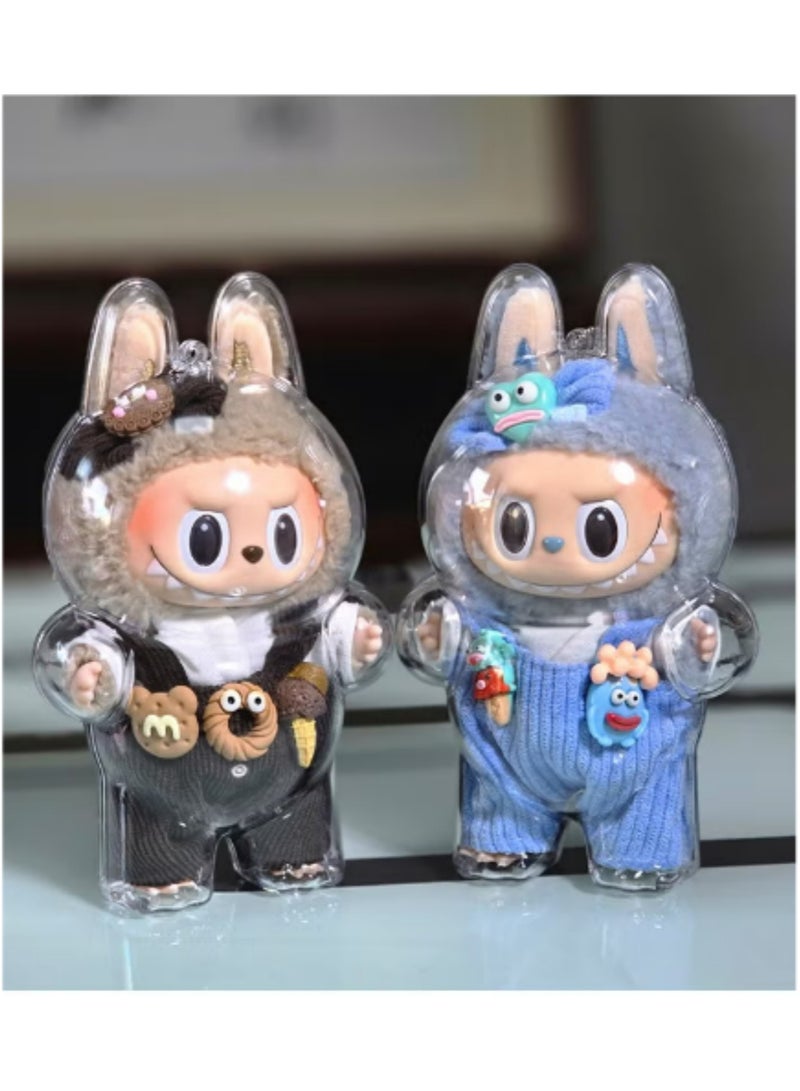 1pcs For LABUBU Plush Doll Protective Case Clear Hanging Display Cover with Keychain Transparent Acrylic Storage Box for Standing Figures Collector Showcase (Doll Not Included) - Image 4