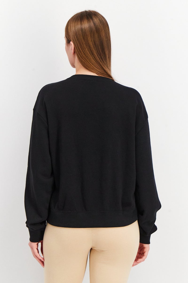 Nike Women Round Neck Long Sleeve Brad Logo Printed Sweatshirt, Black/Grey - Image 4