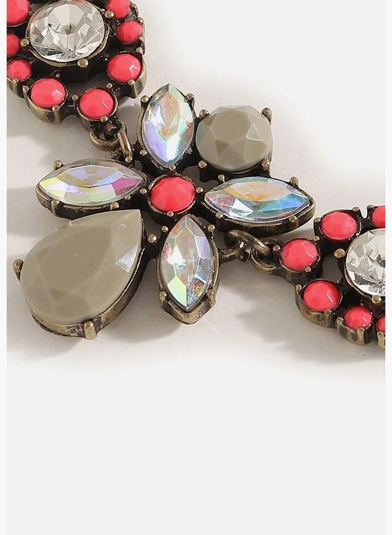 SOHI Gold Plated Designer Stone Necklace