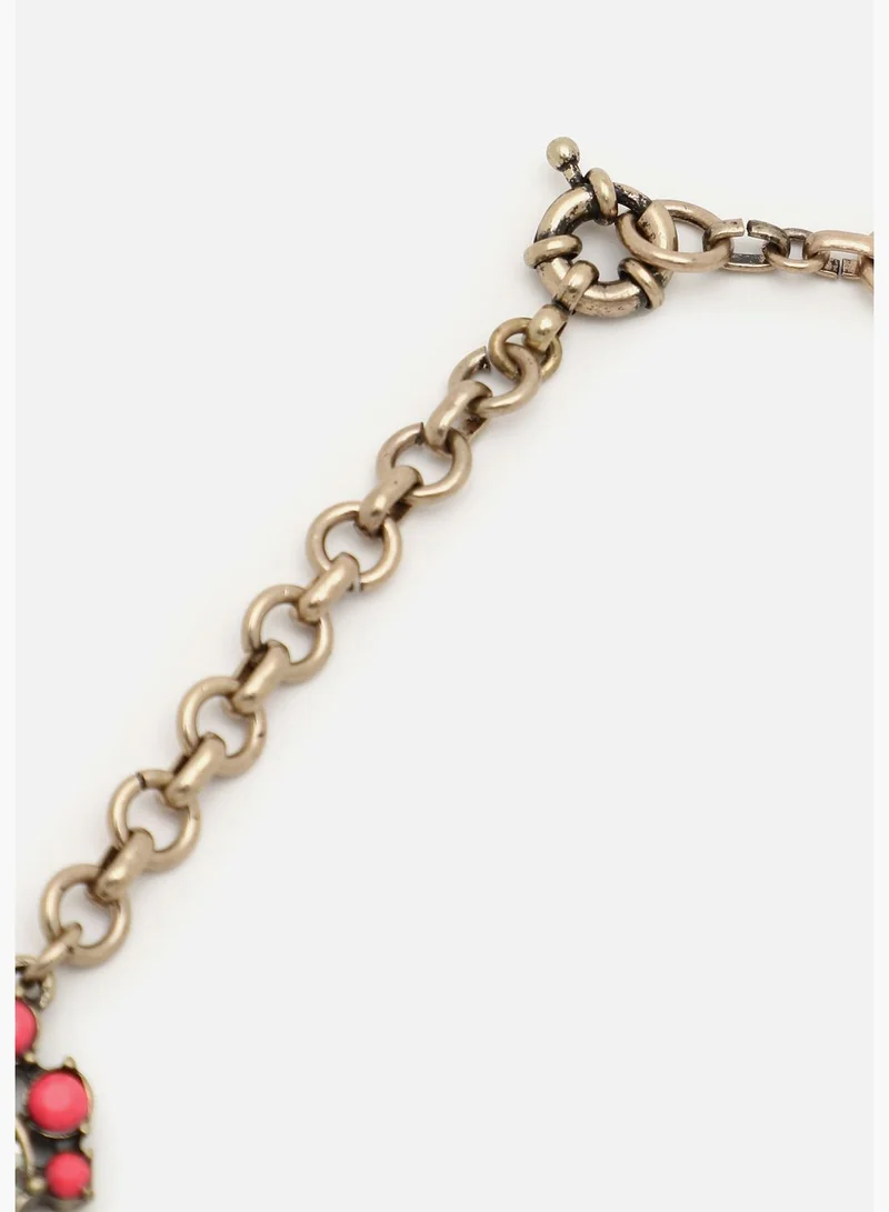 SOHI Gold Plated Designer Stone Necklace