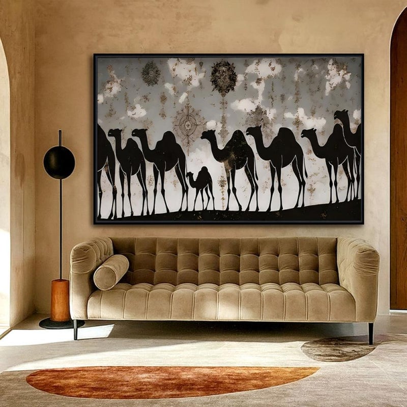 ماركتنا لوحة قماشية بتصميم الفن التراثي مع برواز مجوف مقاس (90×60) قطعة واحدة - Image 2