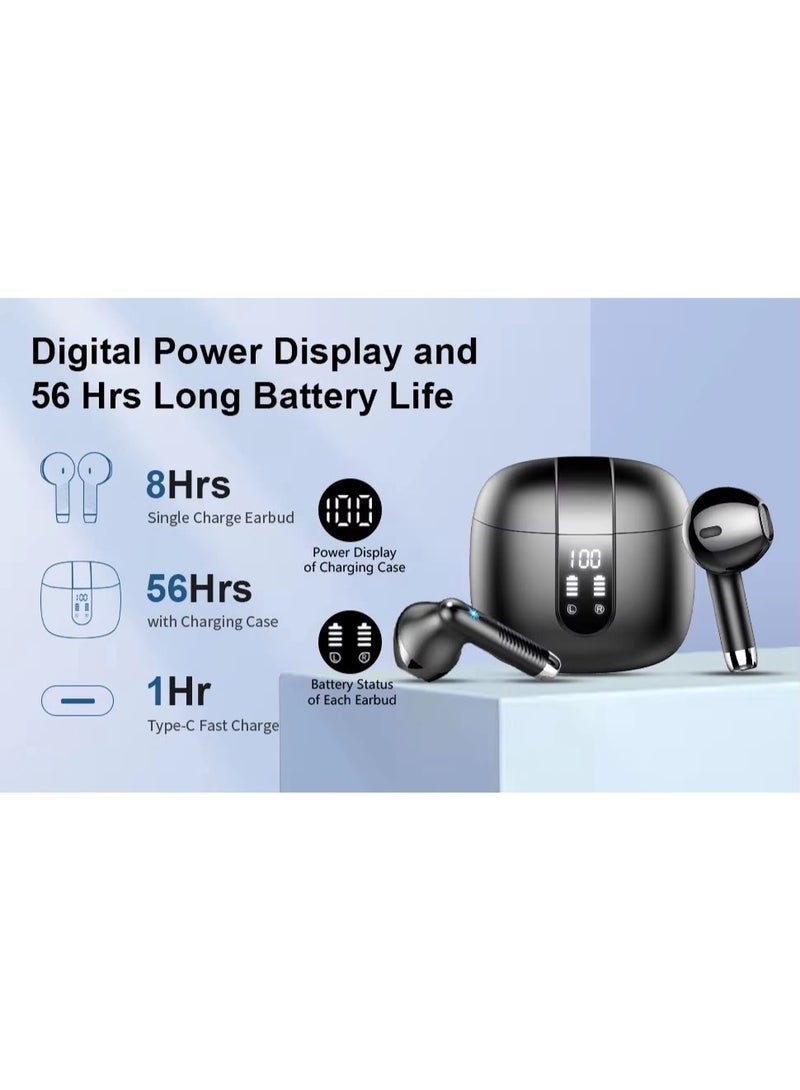 BAROX Wireless Earbuds Bluetooth 5.3 – Powerful Bass Stereo Sound With Noise Cancellation, High-Quality Stereo Sound & 13mm Drivers., Up to 56H Playtime, LED Battery Display, Clear Calling Microphone, IP7 Waterproof, Comfortable Sports Design for Android & iOS 400 mAh - Image 3
