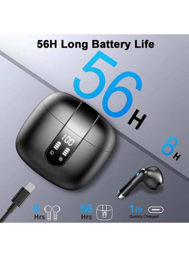 BAROX Wireless Earbuds Bluetooth 5.3 – Powerful Bass Stereo Sound With Noise Cancellation, High-Quality Stereo Sound & 13mm Drivers., Up to 56H Playtime, LED Battery Display, Clear Calling Microphone, IP7 Waterproof, Comfortable Sports Design for Android & iOS 400 mAh - Image 5