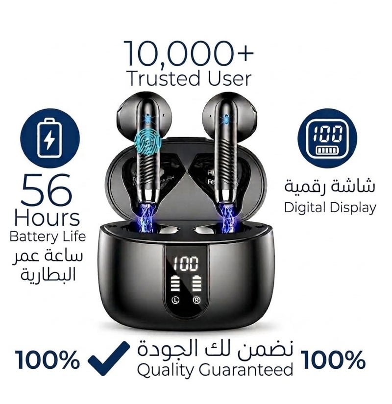 BAROX Wireless Earbuds Bluetooth 5.3 – Powerful Bass Stereo Sound With Noise Cancellation, High-Quality Stereo Sound & 13mm Drivers., Up to 56H Playtime, LED Battery Display, Clear Calling Microphone, IP7 Waterproof, Comfortable Sports Design for Android & iOS 400 mAh - Image 1
