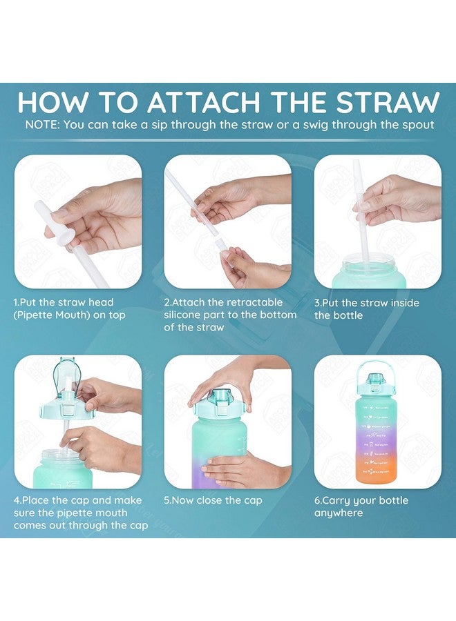 ABOUT SPACE Water Bottle - 3Pcs 2L,750ml & 300ml Light-weight, Leak-proof, BPA-free Motivational Sipper, Time Marker & Mobile Holder for Online Gym Kids,Adults Office (Gradient) Plastic, multicolor - Image 4