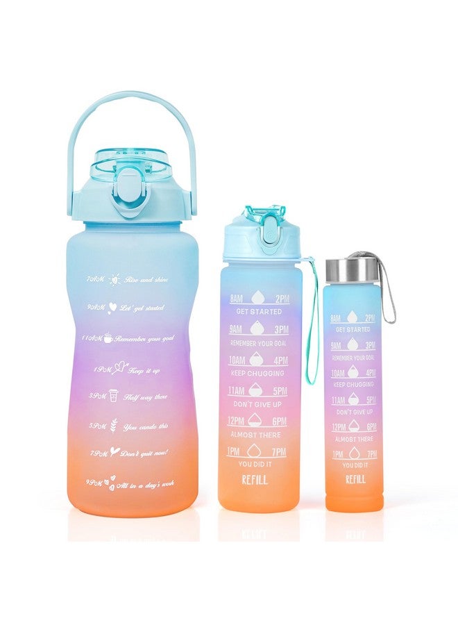 ABOUT SPACE Water Bottle - 3Pcs 2L,750ml & 300ml Light-weight, Leak-proof, BPA-free Motivational Sipper, Time Marker & Mobile Holder for Online Gym Kids,Adults Office (Gradient) Plastic, multicolor - Image 1