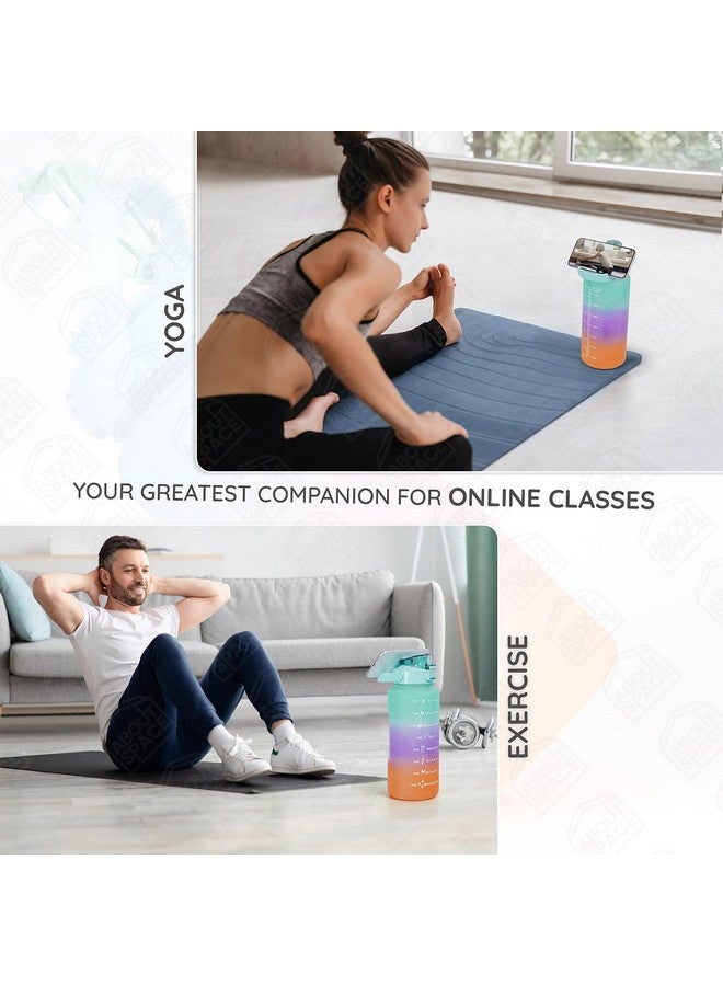ABOUT SPACE Water Bottle - 3Pcs 2L,750ml & 300ml Light-weight, Leak-proof, BPA-free Motivational Sipper, Time Marker & Mobile Holder for Online Gym Kids,Adults Office (Gradient) Plastic, multicolor - Image 5